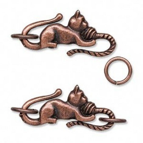 29x13mm Antique Copper Cat Hook & Eye Clasp - Each 29x13mm Antique Copper Cat Hook & Eye Clasp - Each