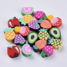 8-14mm Handmade Polymer Clay Fruit Theme Beads - Mixed - Pack of 100