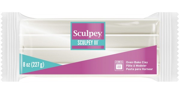 Sculpey III White Polymer Clay – 8oz Block For Oven Bake Crafts, Model S308 001