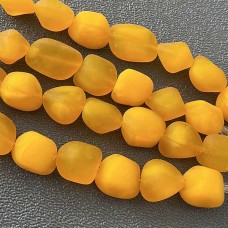 10-15mm Cultured Sea Glass Nugget Beads - Saffron Yellow - Strand