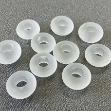 14x10mm Sea Glass Rondelle Beads Large Hole - Crystal - Pack of 10 