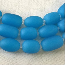 16-20x12mm Cultured Sea Glass Nugget Beads - Opaque Blue Opal