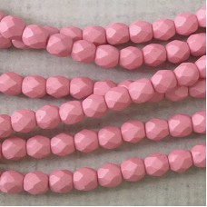 4mm Czech Firepolish Beads - Saturated Pink - Pack of 50