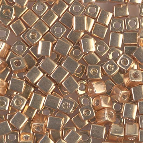 4mm Miyuki Cubes - Galvanized Gold - 10gm 4mm Miyuki Cubes - Galvanized Gold - 10gm