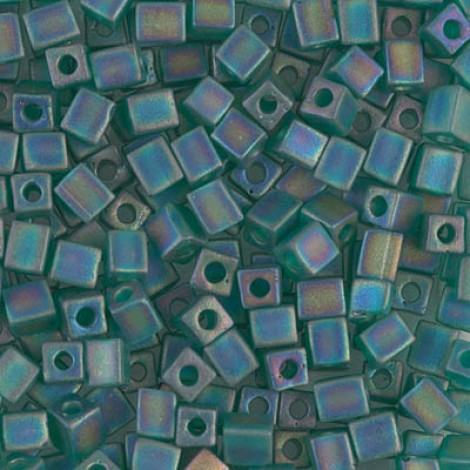 4mm Miyuki Cubes - Matte Emerald AB - 12gm