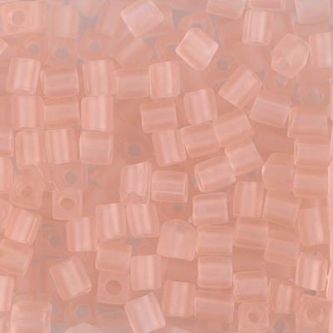 4mm Miyuki Cube Seed Beads - Matte Transparent Light Tea Rose