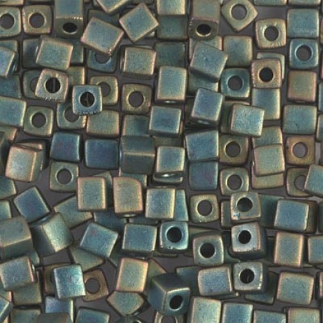 4mm Miyuki Cubes - Matte Met Patina Iris - 12gm 4mm Miyuki Cubes - Matte Met Patina Iris - 12gm