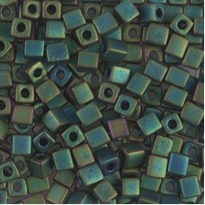 4mm Miyuki Cubes - Matte Dark Green Iris