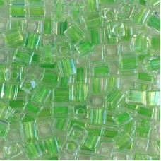 4mm Miyuki Squares - Sparkling Light Green Lined Crystal - 12gm