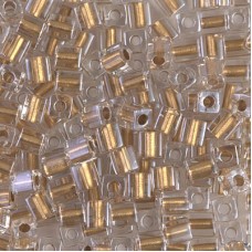 Miyuki 4mm Cubes - Sparkling Metallic Gold Lined Crystal - 12gm