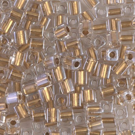 Miyuki 4mm Cubes - Sparkling Metallic Gold Lined Crystal - 12g vial