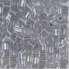 4mm Miyuki Square Beads - Sparkling Metallic Pewter Lined Crystal - 12gm