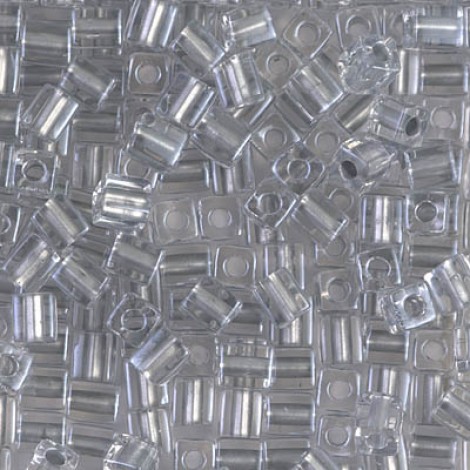 4mm Miyuki Square Beads - Sparkling Metallic Pewter Lined Crystal