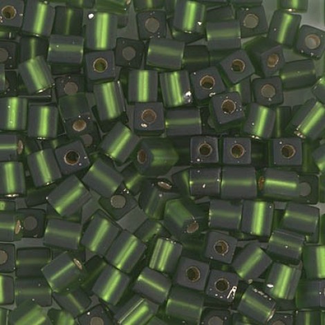 4mm Miyuki Cubes - Matte Silver Lined Olive - 12gm