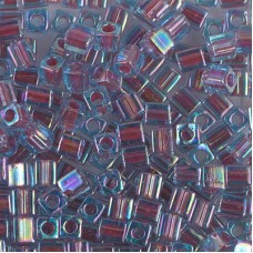 4mm Miyuki Cubes - Hot Pink Lined Aqua AB - 12gm