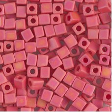 4mm Miyuki Cubes - Matte Opaque Vermillion AB - 12gm