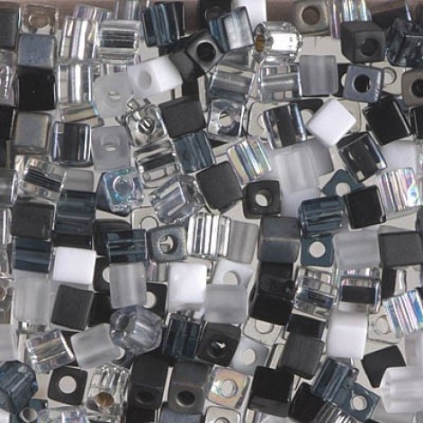 Miyuki 4mm Cubes - Salt & Pepper Mix - 10gm