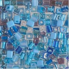4mm Miyuki Cubes - Aqua Shimmer Mix