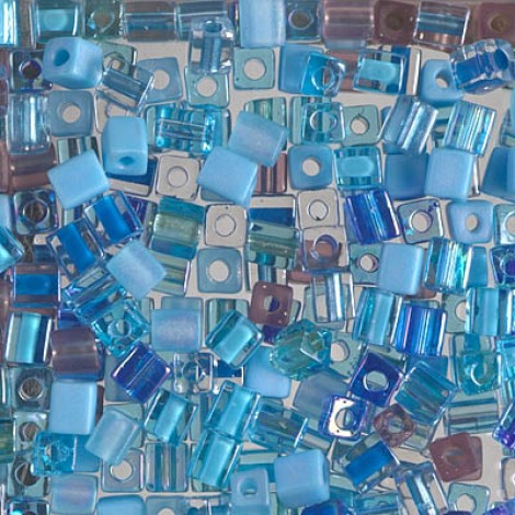 4mm Miyuki Cubes - Aqua Shimmer Mix