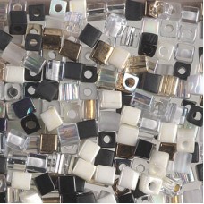 4mm Miyuki Cube Seed Bead Mix - Granite Mix - 10gm