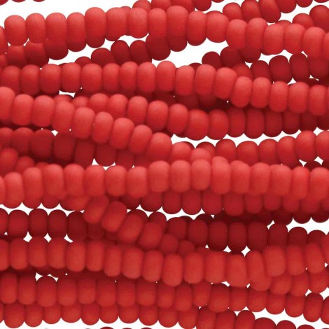 11/0 Czech Seed Bead Hanks - Opaque Red Matte - 18gm