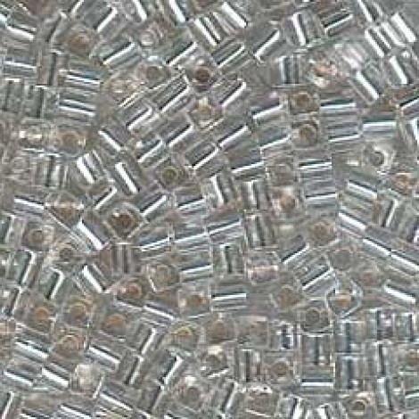 3mm Miyuki Cubes - Silver Lined Crystal - 12.5g