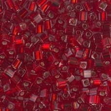 3mm Miyuki Cube Seed Beads - Silver Lined Ruby - 10gm
