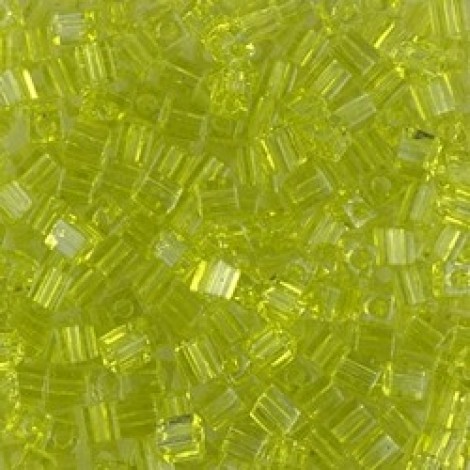 3mm Miyuki Cube Seed Beads - Transp Chartreuse - 12.5gm