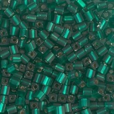 3mm Miyuki Cube Seed Beads - Matte Silver Lined Emerald