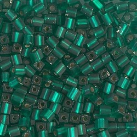 3mm Miyuki Cube Seed Beads - Matte Silver Lined Emerald - 10gm 3mm Miyuki Cube Seed Beads - Matte Silver Lined Emerald - 10gm