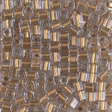 3mm Miyuki Cubes - Metallic Gold Lined Crystal