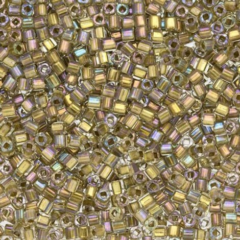3mm Toho Cubes - Gold Lined Crystal - 12.5gm
