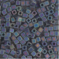3mm Miyuki Cubes - Matte Black AB - 12gm