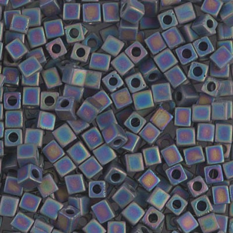 3mm Miyuki Cubes - Matte Black AB - 12gm