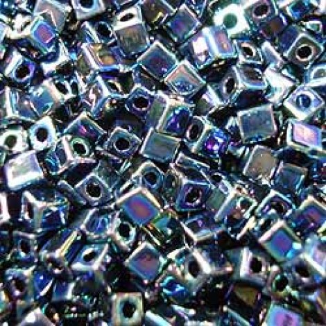 3mm Miyuki Cube Seed Beads - Variegated Blue Iris
