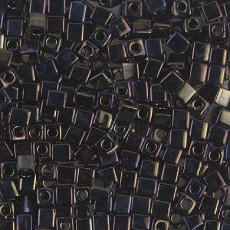3mm Miyuki Cube Seed Beads - Metallic Brown Iris - 12gm