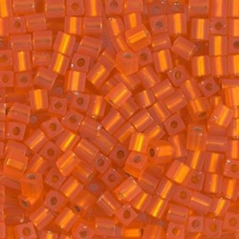 3mm Miyuki Cube Seed Beads - Matte Silver Lined Orange