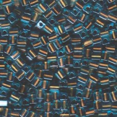 4mm Miyuki Squares - C/Lined Blue/Brown - 12g