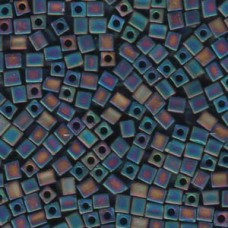 Miyuki 4mm Cubes - Opaque Frosted Rainbow Black - 12g