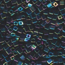 4mm Miyuki Squares - Rainbow Opaque Black - 20gm
