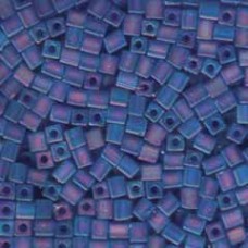 4mm Miyuki Cubes - Transparent Frosted Rainbow Sapphire - 12gm