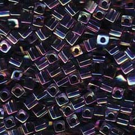4mm Miyuki Cubes - Noir Lined Crystal AB - 20gm