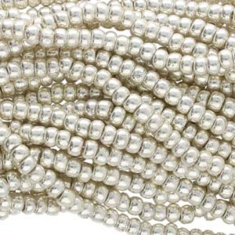 11/0 Czech Seed Bead Hanks - Silver Metallic - 18gm