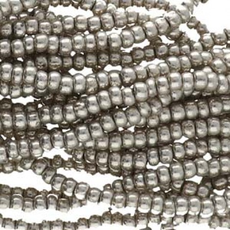 11/0 Czech Seed Bead Hanks - Terra Dark Silver Metallic - 18gm