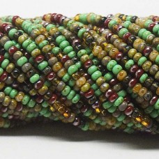 8/0 Czech Limited Edition Seed Beads - Vintage Mosaic Picasso Mix  - Per Strand