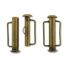 21.5mm (12mm bar) Ant Brass Slide Bar Clasp - Each