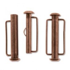 26.5mm (18mm bar) Ant Copper Slide Bar Clasp - Pack of 2