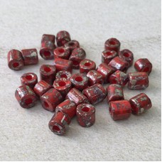 5x5mm Czech Limited Edition Tube Seed Beads - Red Picasso