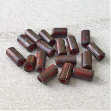 8x4mm Czech Limited Edition Tube Seed Beads - Red Dark Travertine