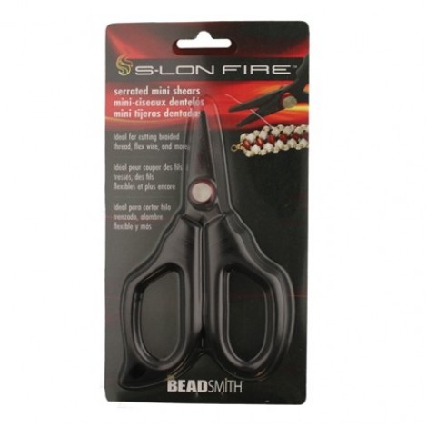 Beadsmith 5 inch (12.7cm) S-Lon Fire Stainless Steel Serrated Mini Shears with Rubberized Grip Beadsmith 5 inch (12.7cm) S-Lon Fire Stainless Steel Serrated Mini Shears with Rubberized Grip